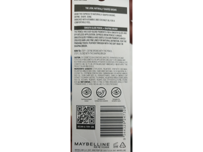 Maybelline Xpress Brow Shaping Pencil, Deep Brown, 1g