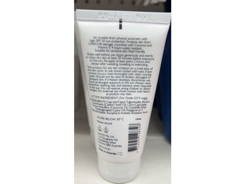 Natio Suncare Clear Zinc Mineral Sunscreen, SPF 50, 1.76 oz/50g