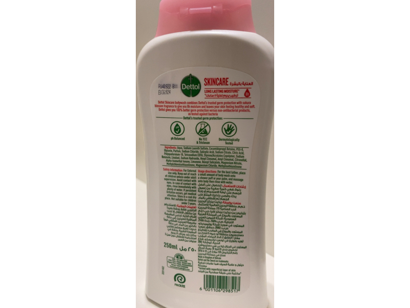 Dettol Skin care Antibacterial Body wash, Rose & Sakura, 250 mL, Pack Of 2