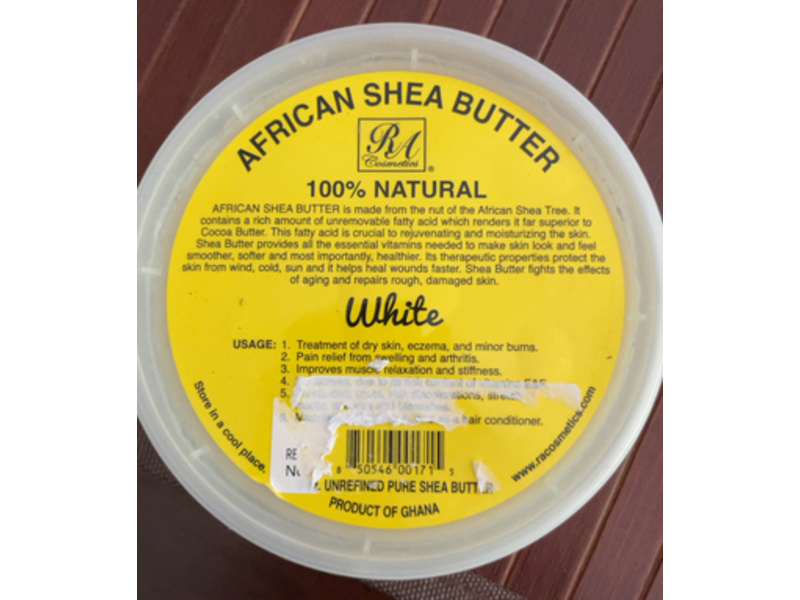 Ra Cosmetics 100% Natural Unrefined Pure African Shea Butter, White, 8 oz