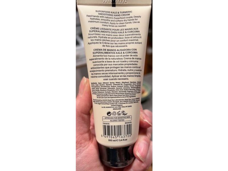 Ahava Smoothing Hand Cream, Kale & Turmeric, 3.4 fl oz/100 mL
