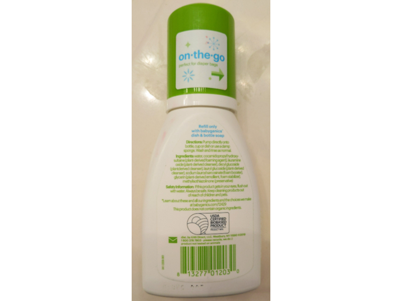 Babyganics Foaming Dish & Bottle Soap, Fragrance Free, 3.38 fl oz