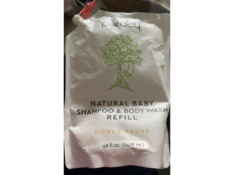 Puracy Natural Body Shampoo & Body Wash Refill, Citrus Grove, 48 fl oz/1418 mL
