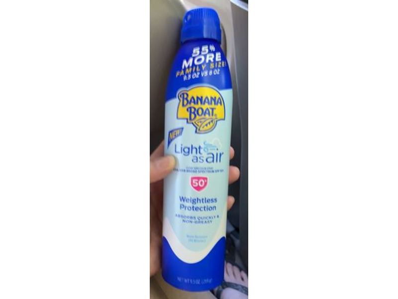 Banana Boat Light As Air Sunscreen Spray, SPF 50+, 9.5 oz/269 g