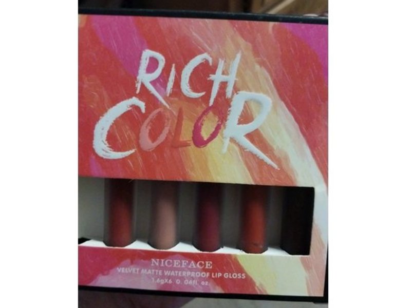 Rich Color Velvet Lip Gloss, Niceface, 0.041 fl oz/1.6 g, 6 Count
