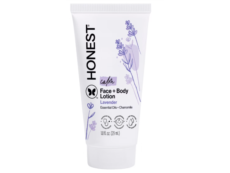 The Honest Company Calm Face+Body Lotion, Lavender, 1.0 fl oz/29 mL