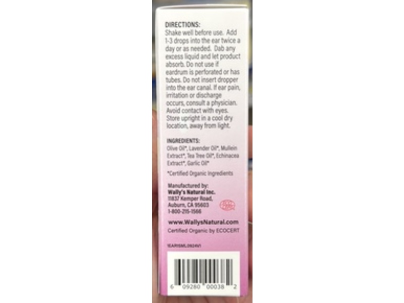 Wally’s Natural Organic Ear Oil Drops, 0.5 fl oz/15 mL