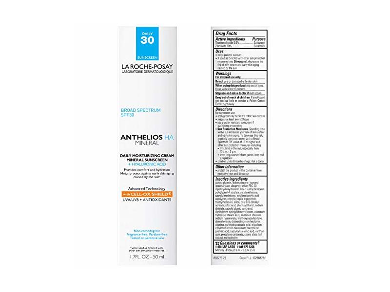 La Roche-Posay Anthelios HA Mineral Sunscreen, SPF 30, 1.7 fl oz/50 mL