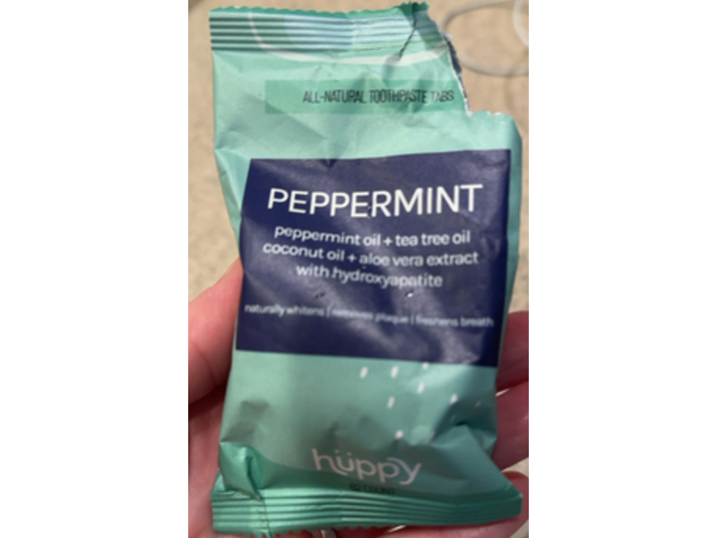 Huppy All-Natural Toothpaste Tablets, Peppermint, 62 Count