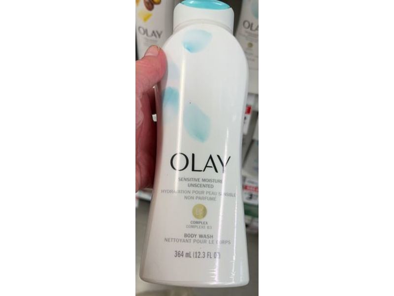 Olay Sensitive Moisture Body Wash, Unscented, 12.3 fl oz/364 mL