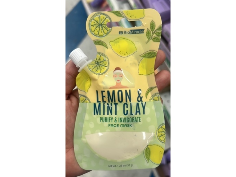 BioMiracle Purify & Invigorate Face Mask, Lemon & Mint Clay, 1.23 oz/35 g