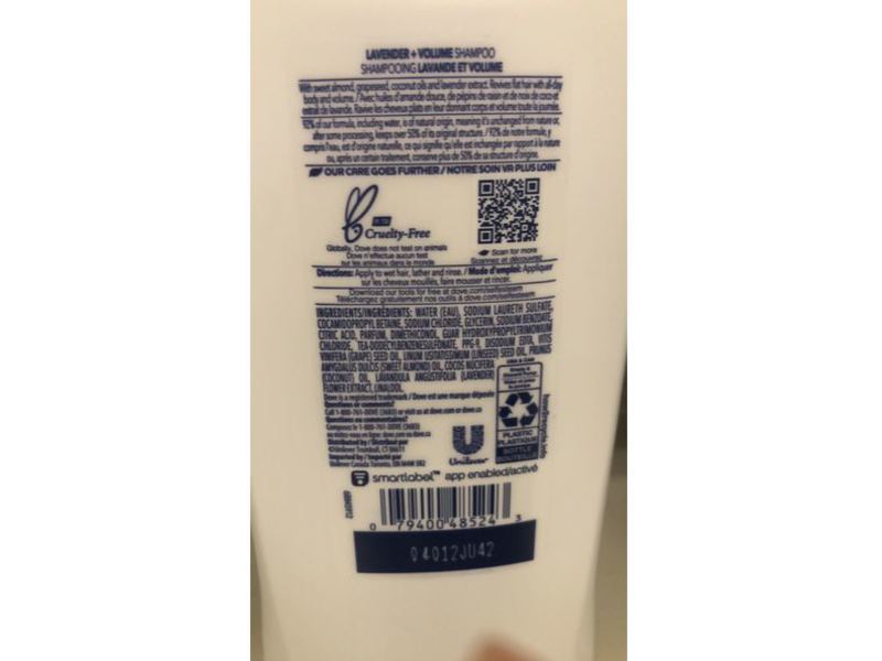 Dove Shampoo, Lavender + Volume, 18 fl oz/532 mL