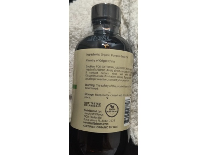 Handcraft Blends Organic Oil, Pumpkin Seed, 4 fl oz/118 mL