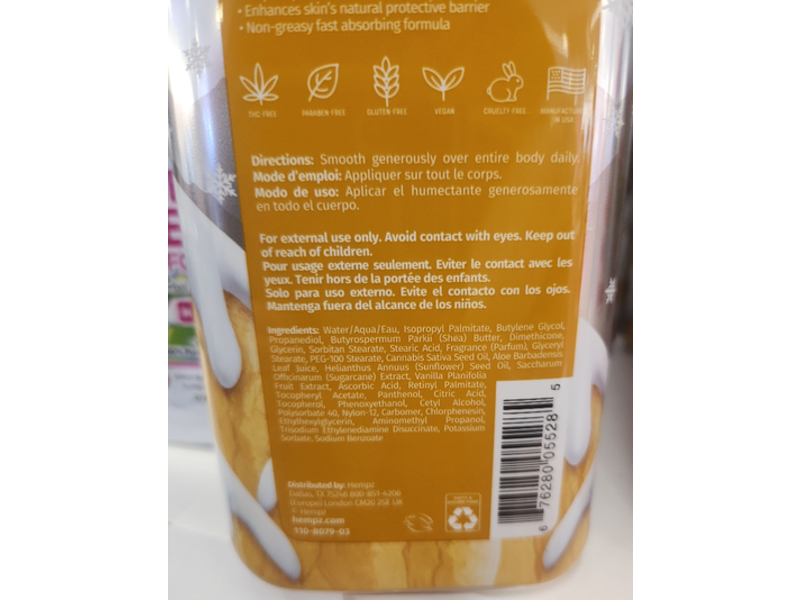 Hempz Herbal Body Moisturizer, Vanilla Frost Mountain, 17 fl oz/500 mL