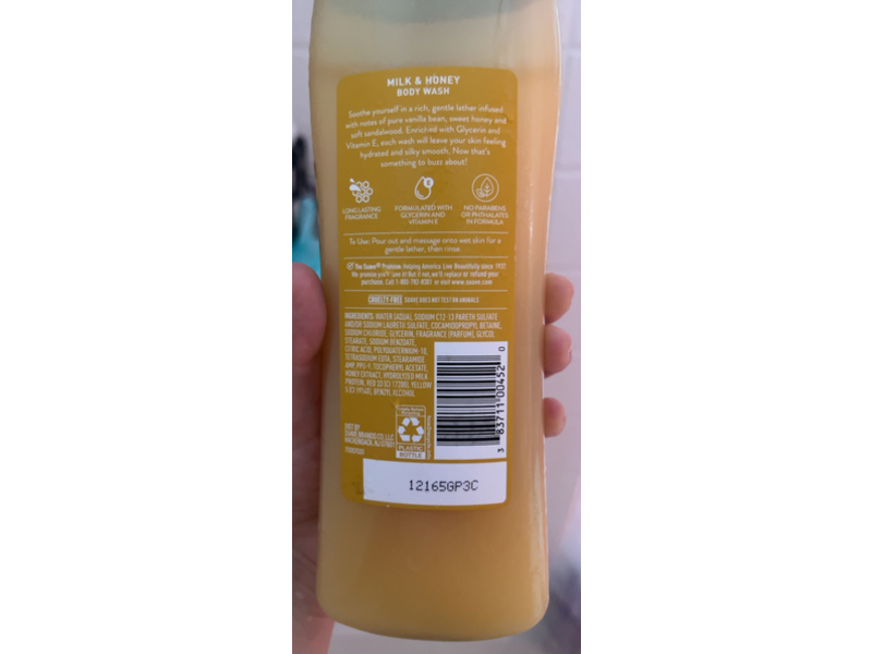 Suave Milk & Honey Body Wash, Soothing, 18 fl oz/532 mL