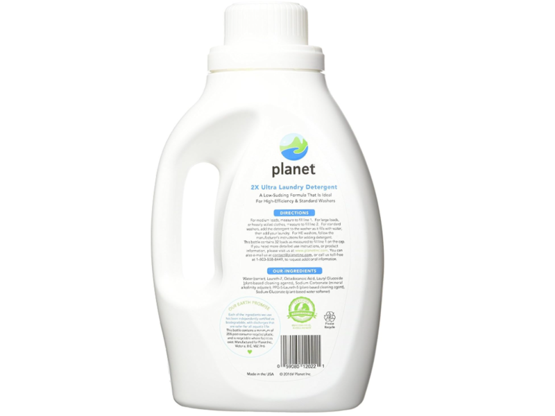 Planet 2X Ultra Laundry Detergent, Free & Clear, 32 Loads, 50 fl oz/1.47 L