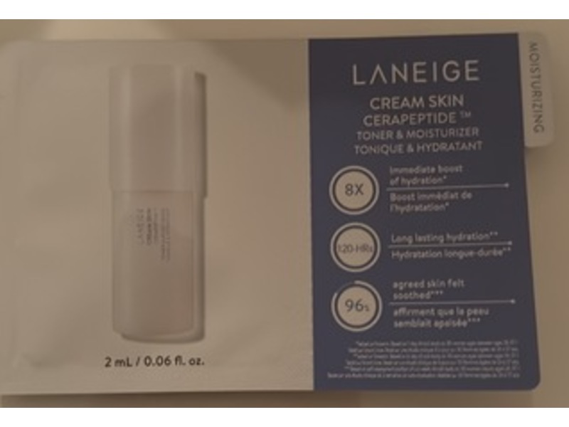 Laneige Cream Skin Cerapeptide Toner & Moisturizer, 0.06 fl oz/2 mL