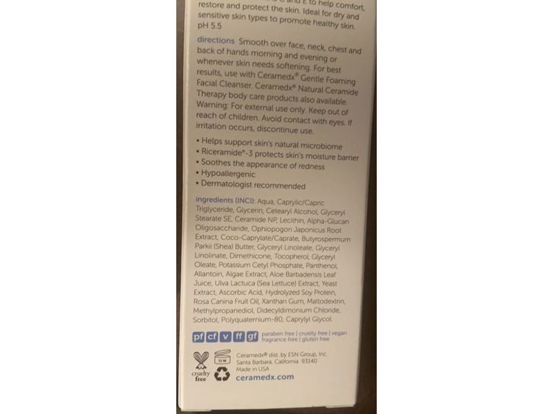 Ceramedx Soothing Facial Lotion, Fragrance Free, 4 fl oz / 118 ml