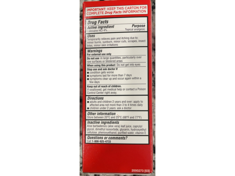 Walgreen Burn Gel, Lidocaine HCI 4%, 2.5 fl oz/75 mL