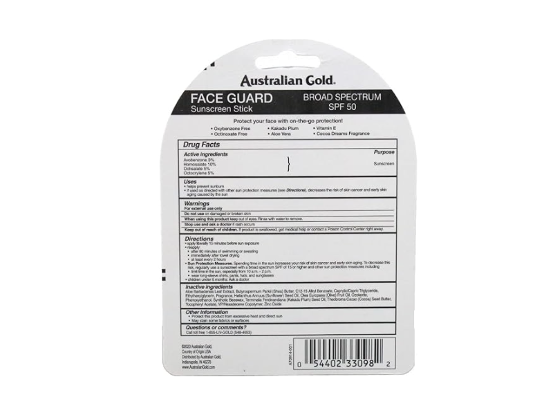 Australian Gold Clear Sunscreen Stick, SPF 50, 0.5 oz/14 g, Pack Of 6
