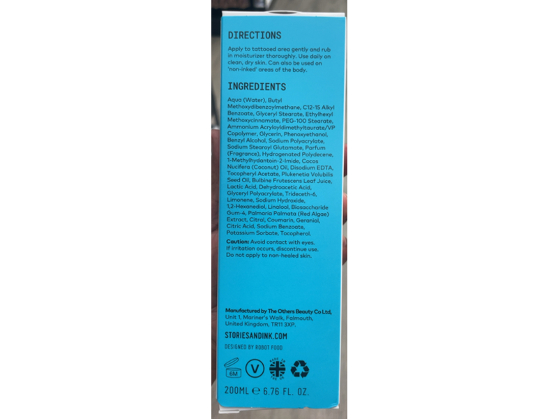 Stories & Ink Tattoo Daily Moisturiser, 6.76 fl oz/200 mL