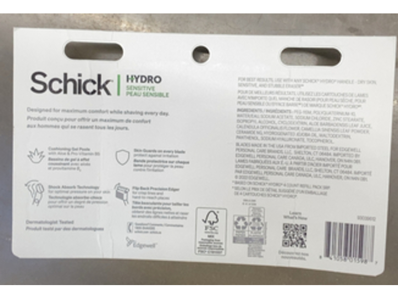 Schick Hydro Skin Comfort Sensitive Skin Mens Razor Blade Refill, Pack Of 5