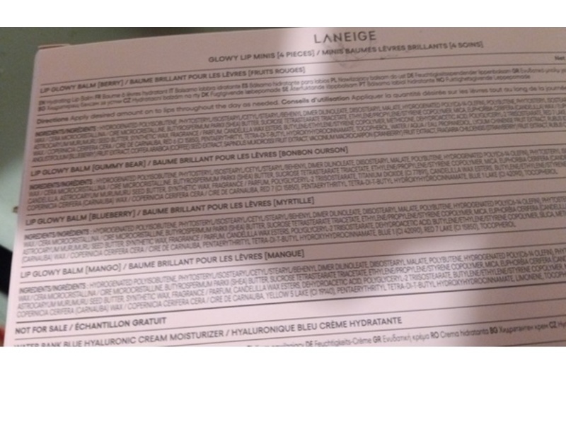 Laneige Glowy Lip Glowy Balm Set, Berry, Blueberry, Mango, Gummy Bear, 0.17 oz/5 g