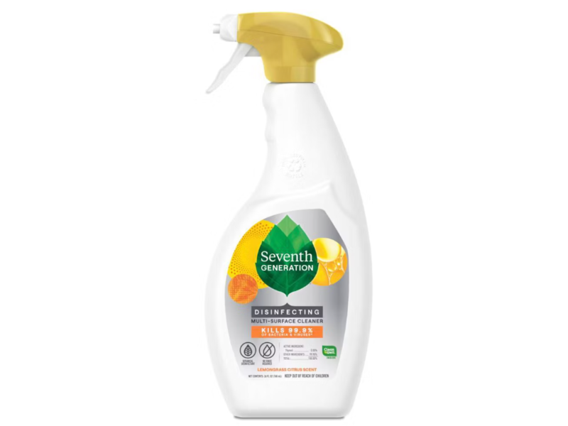 Seventh Generation Disinfecting Multi-Surface Cleaner, Lemongrass Citrus Scent, 26 fl oz/768 mL