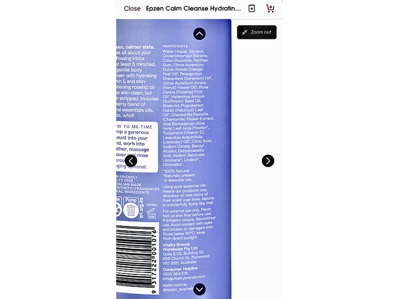 Epzen Calm Cleanse Hydrating Body Wash, 750 mL