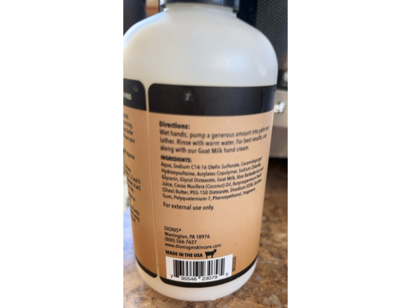 Dionis Goat Milk Deep Moisturizing Hand Soap, Aloe + Shea Butter & Coconut Oil, 8.5 fl oz/250 mL