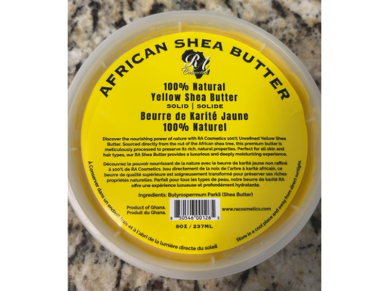 RA Cosmetic's 100% Natural Yellow Shea Butter, 8 oz/237 mL