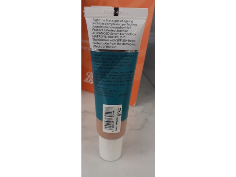 No7 Protect & Perfect Intense Advanced Foundation, SPF 50+, Cool Vanilla, 1 fl oz/30 mL