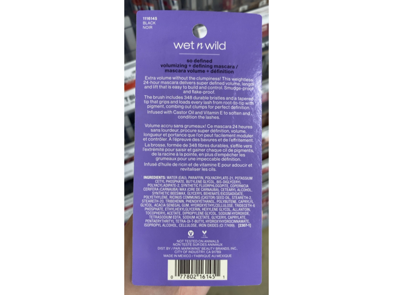 Wet N Wild So Defined Volumizing + Defining Mascara, Black, 0.33 fl oz/10 mL