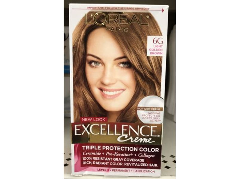 L'Oreal Excellence Creme Hair Color, 6G Light Golden Brown, 1 Application