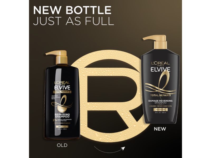 L'Oreal Paris Elvive Total Repair 5 Shampoo & Conditioner, 28 fl oz/828 mL, Pack Of 2