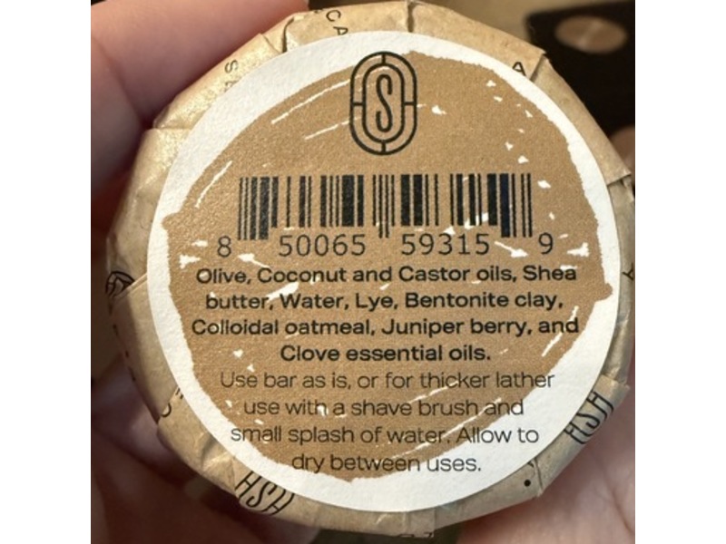 Sebesta Apothecary Shave Soap, Juniper Berry & Clove, 2 oz
