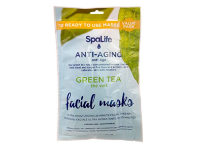 Spalife Anti-Aging Facial Mask, Green Tea, 0.63 oz/18 g, 10 Count