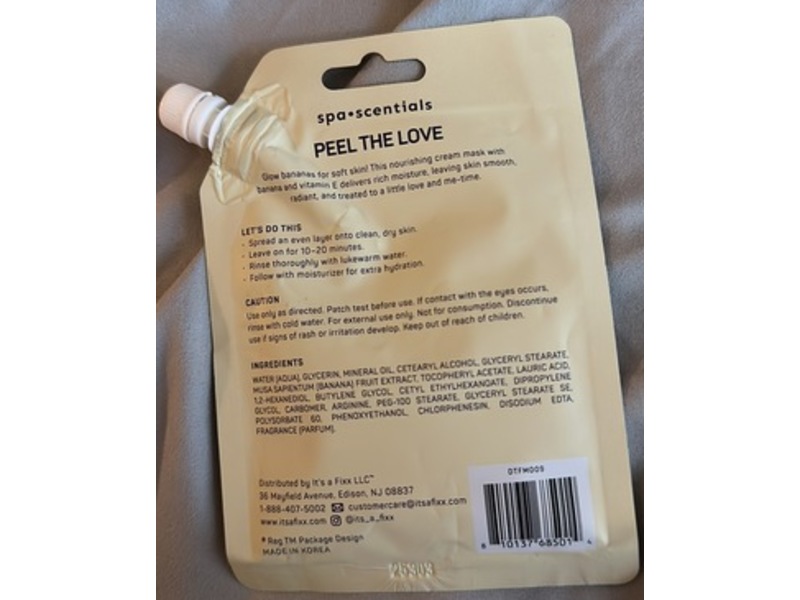 Spa Scentials Peel The Love Nourishing Cream Mask, Banana & Vitamin E, 1.18 oz/35 mL