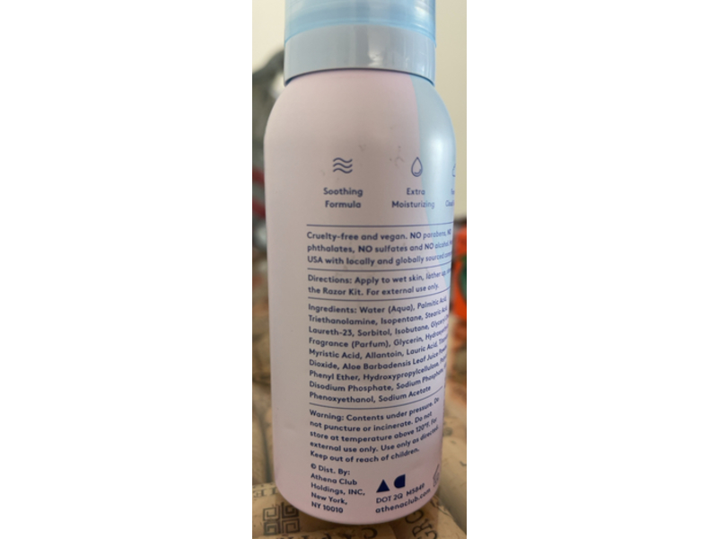 Athena Club Cloud Shave Foam, Super Bloom, 2 oz/56 g