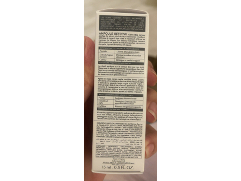 SVR Eye Concentrate Smoothing Toning, Ampoule Refresh, 0.5 fl oz/15 mL