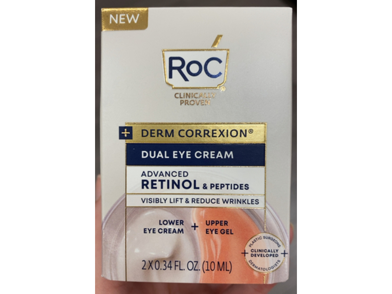 RoC Derm Correxion Dual Eye Cream, Advanced Retinol & Peptides, 0.34 fl oz/10 mL