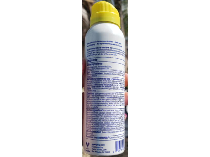 Supergoop! Play Antioxidant Body Mist, Vitamin C, SPF 50, 3 fl oz/89 mL