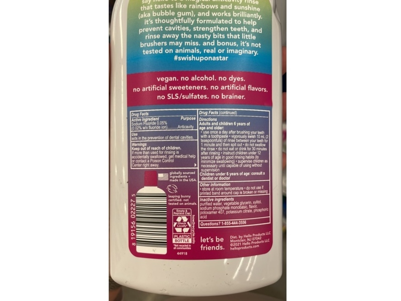 Hello Unicorn Splash Anticavity Fluoride Rinse, Bubble Gum, 16 fl oz/473 mL, Pack Of 3