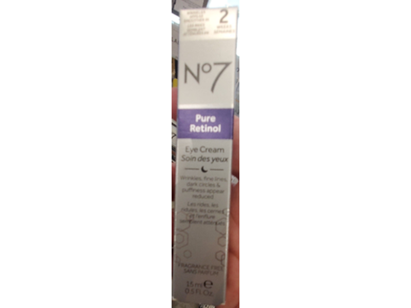No 7 Pure Retinol Eye Cream, Fragrance Free, 0.5 fl oz/15 mL