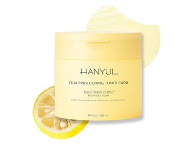Hanyul Yuja Brightening Toner Pads, 3.55 fl oz/105 mL, 60 Count