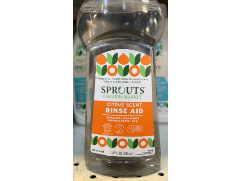Sprouts Farmers Market Dishwasher Rinse Aid, Citrus Scent, 16.9 fl oz/500 mL