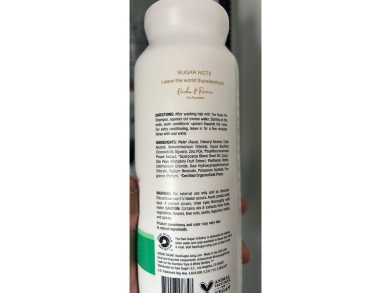 Raw Sugar The Grow Pro Conditioner, Passion Fruit + Marula+ Zinc, 18 fl oz/532 mL