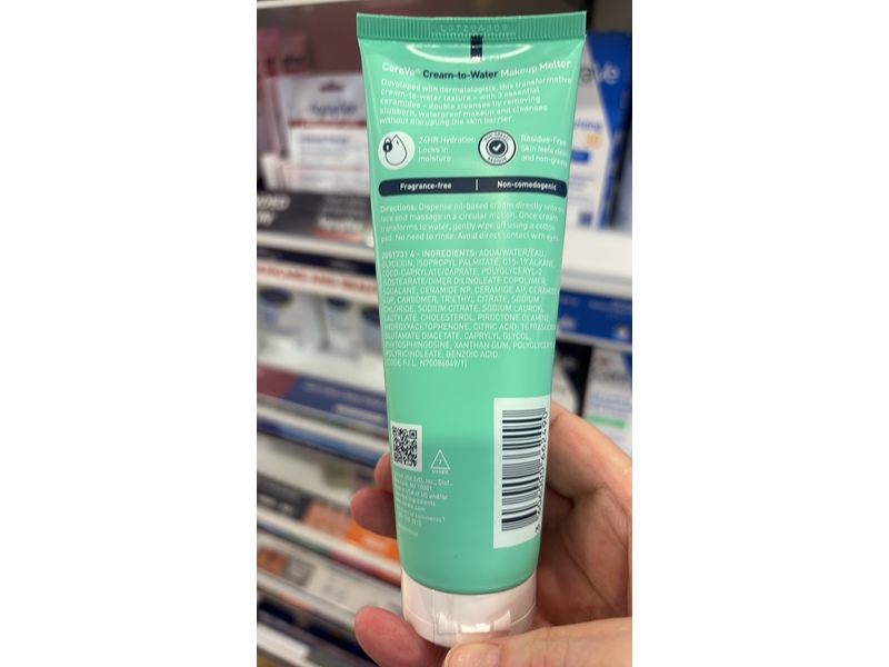 CeraVe Cream-To-Water Makeup Melter, 4 fl oz/118 mL