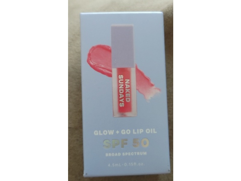 Naked Sundays Glow & Go Lip Oil, SPF 50, Watermelon, 0.15 fl oz/4.5 mL