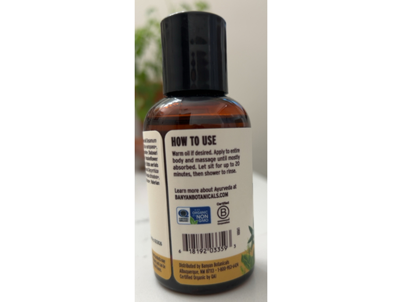 Banyan Botanicals Organic Vata Massage Oil, 2 fl oz/59 mL